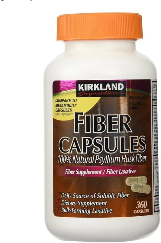 Fiber Capsules Kirkland Therapy for Regularity/Fiber Supplement, 360 capsules - Compare to the Active Ingredient in Metamucil Capsules