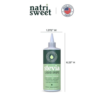 Natrisweet Liquid Stevia Drops 4 fl oz, Pure Sweetener from Stevia Extract Sugar Substitute, No Calorie Keto Sweetner, Mix Liquid