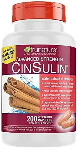Advanced Strength Cinsulin Cinnamon, Chromium Picolinate, Vitamin D3 Cinnamon 500 Mg, Chromium Picolinate, 400 Mcg, Vitamin D3, 500 Iu, 200 Capsules