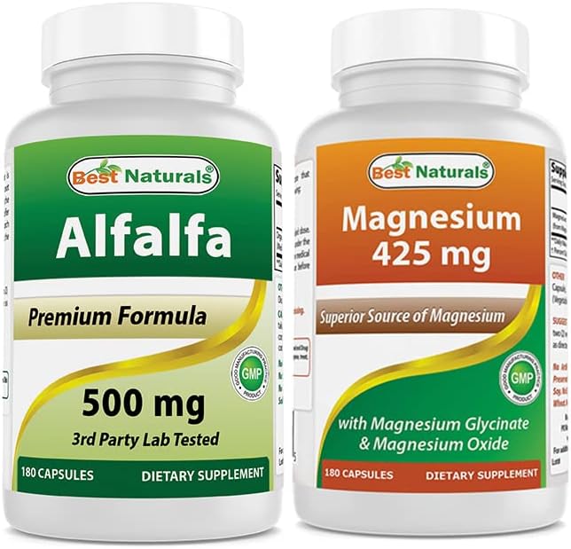 Best Naturals Alfalfa Green Super Food 500 mg & Magnesium Glycinate 425 mg