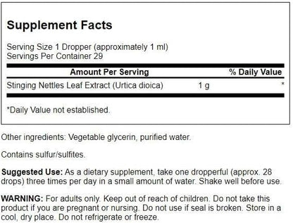 Swanson Stinging Nettles Leaf Liquid Extract Alcohol and Sugar-Free 1 fl Ounce (29.6 ml) Liquid