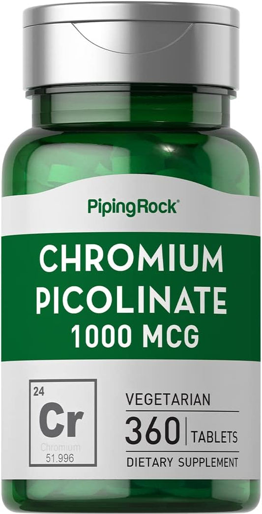 Piping Rock Chromium Picolinate 1000mcg | 360 Tablet Pills | Chromium Supplement | Vegetarian, Non-GMO, Gluten Free Supplement
