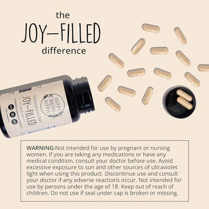 Joy-Filled Mood Support Supplement with St. Johns Wort 180 Ct | Rhodiola Rosea, Eleuthero, Ashwagandha | Stress Relief – Helps Calm The Mind & Body | 100% Plant-Based Happy Pills | Herbal Adaptogens