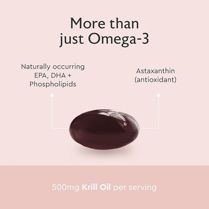 Alaya Naturals - Antarctic Krill Oil 500mg Supplement with Phospholipids, EPA/DHA Omega 3 & Astaxanthin - Non-GMO - PCB Tested Krill Oil - 60 Softgels