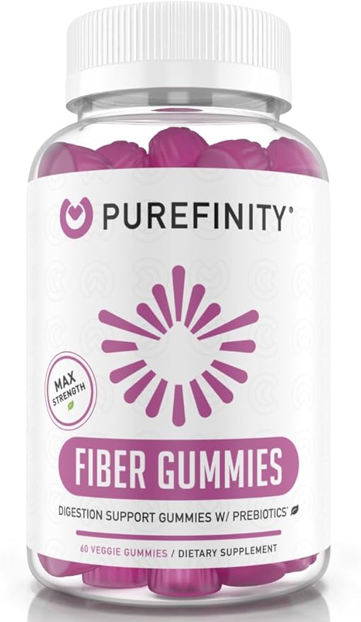 Fiber Gummies for Adults with Inulin FOS from Chicory Root, Sugar Free Prebiotic Supplement for Daily Digestion & Constipation Support – Non-GMO, Vegan, 60 Count