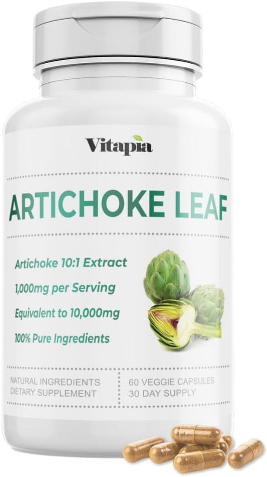 Organic Artichoke Leaf Extract for Healthy Digestion, Liver Health & Functions, Antioxidant Support - 10:1 Ratio & 60 Veggie Capsules - Non-GMO, Gluten-Free, Vegan-Friendly