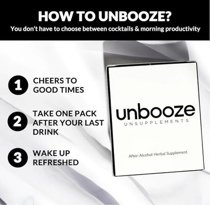 Unbooze - Post-Party Capsules - Feel Better After Drinking - Supplement: Vitamins, Herbs, Minerals, & Adaptogens - Better-for-You Way to Booze - Made for Smooth Mornings - After Last Drink (5 Pack)