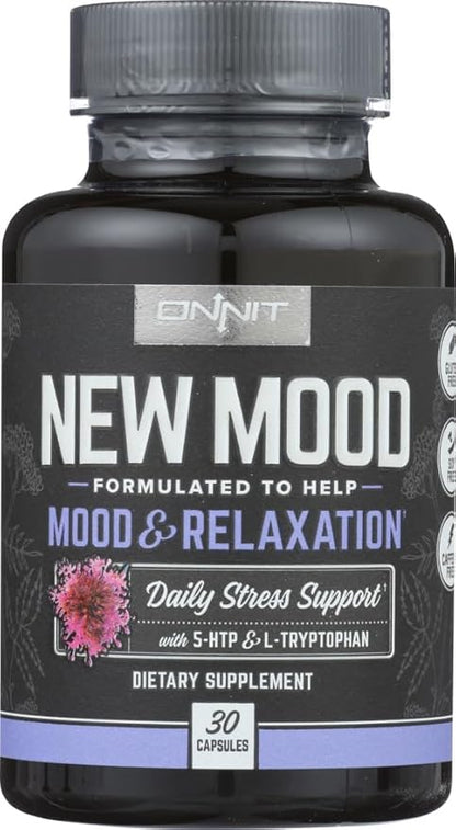 Onnit New Mood Dietary Supplement, Mood & Relaxation, Daily Stress Support, Gluten Free, 30 Capsules