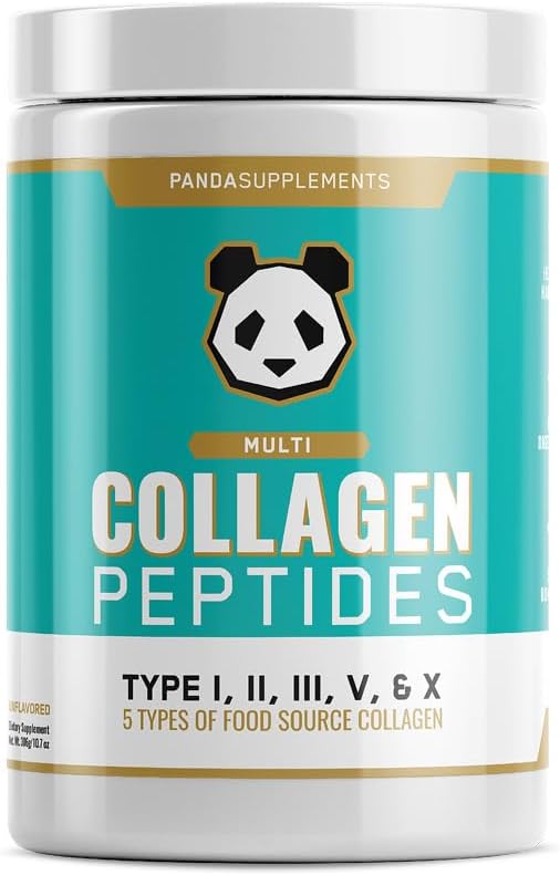 Panda Supps Hydrolyzed, Grass-Fed, Multi Collagen Peptides (Types I, II, III, V, and X) (30 Servings, Unflavored)