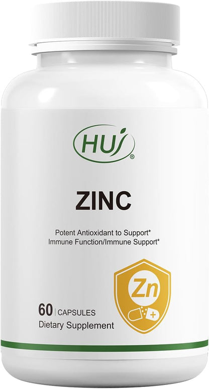 HUJ Zinc, 60 Capsules, Potent Antioxidant for Immune Support