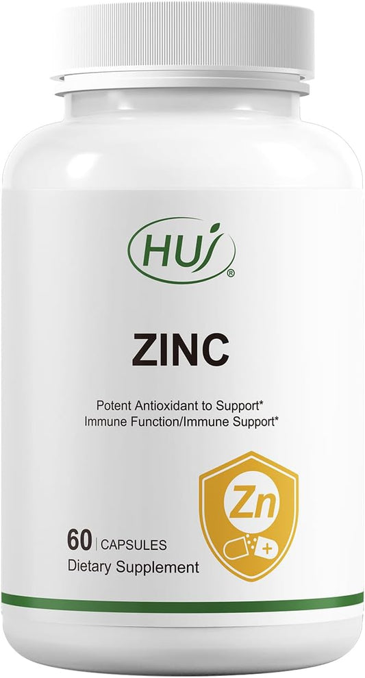 HUJ Zinc, 60 Capsules, Potent Antioxidant for Immune Support
