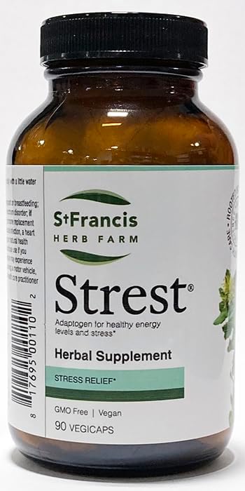 Strest® Capsules (5:1 Powder Extract) Stress Relief Supplements 90 Capsules | One-Month Supply Organic Herbs Ashwagandha Holy Basil Rhodiola Siberian Ginseng Oat Schisandra