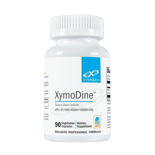XYMOGEN XymoDine Iodine Supplement - High Potency Iodine 12.5 g to Support Healthy Synthesis of Thyroid Hormones - Potassium Iodide with Molecular Iodine (90 Vegetarian Capsules)