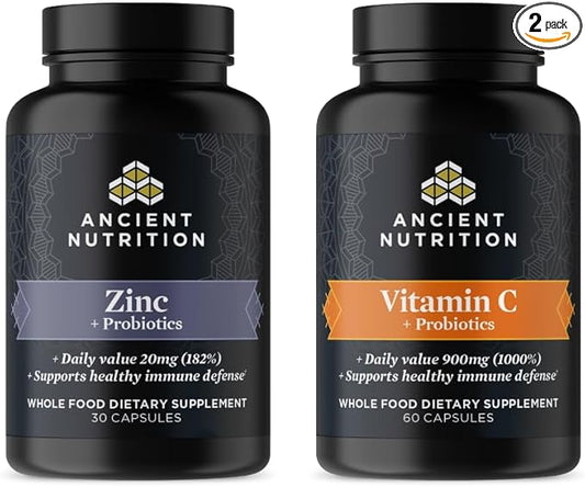 Ancient Nutrition Zinc 30 Count + Vitamin C (60 Count)