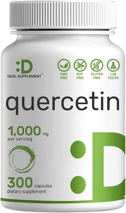 DEAL SUPPLEMENT Quercetin 1,000mg Per Serving, 300 Capsules – Healthy Immune Support Supplements, High Bioavailable Flavonoids, Natural Antioxidant – Non-GMO, Soy Free, No Gluten