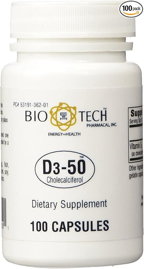 D3-50 50,000iu - Bio-Tech Pharmacal - 100 Capsules - Pack of 2