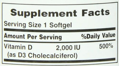 Nature's Bounty Vitamin D, Supports Immune Health & Bone Health, 2000IU Vitamin D3, 150 Softgels,150 Count (Pack of 2)