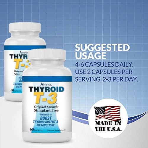 Thyroid T3 Radical Metabolic Support for Women and Men, Energy and Focus, Healthy Thyroid Function, Natural Formula, Non-GMO, No Caffeine, 2 Pack 60 Servings, 120 Capsules