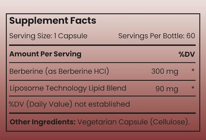 Liposomal Berberine Capsules - Ultra High Absorption Supplement – Supports Immune Function, Gut Health and Metabolic and Cardiovascular Health (60 Capsules)
