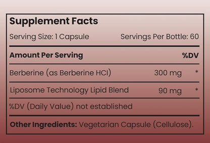 Liposomal Berberine Capsules - Ultra High Absorption Supplement – Supports Immune Function, Gut Health and Metabolic and Cardiovascular Health (60 Capsules)