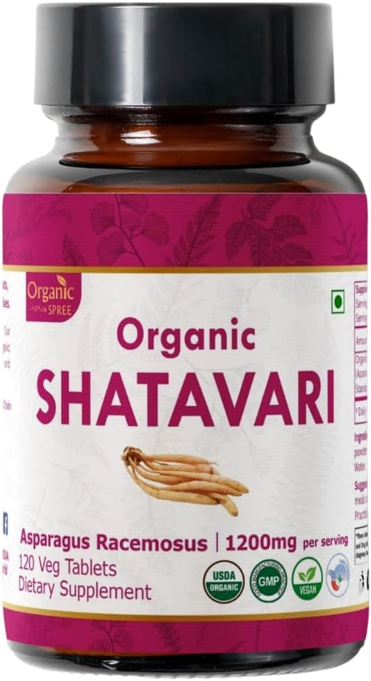 SHATAVARI 120 Tablets | Asparagus Racemosus (Shatavari) | USDA Organic Certified | Supports Women’s Health and Immune System | Organic and Natural120tab