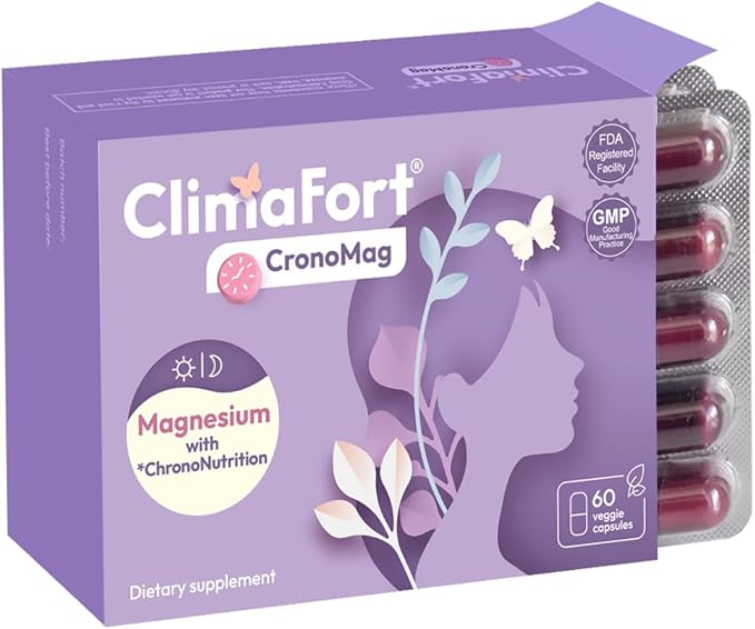 CronoMag | Magnesium for Women in Menopause | 5 Salts Bisglycinate + Glycerophosphate | B12 | Energy Supplement | 1 Month Supply