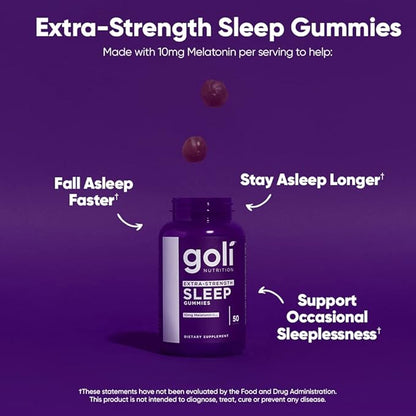 Goli Nutritional Supplement, Extra Strength Sleep Gummy 10mg Melatonin - 250 Count - Gluten-Free, Vegan, Non-GMO, and Gelatin-Free