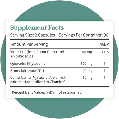 Pattern Wellness Quercetin Supplement with Bromelain - Immune Function & Cellular Health Support - Whole Body Health - Cardiovascular & Cholesterol Health - 60 Non-GMO Capsules