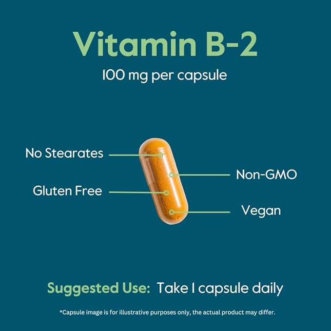 BESTVITE Vitamin B-2 100mg (240 Vegetarian Capsules) - No Stearates - No Dicalcium Phosphate - Vegan - Non GMO - Gluten Free
