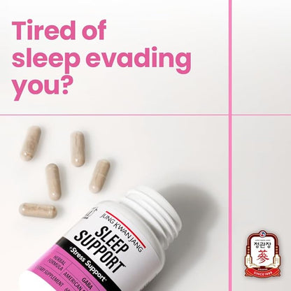JungKwanJang Sleep Support GABA Complex 500mg with American Ginseng - Sleep Aid Supplement for Meditation Support, Better Sleep, and Increased Energy, 60 Capsules for Men and Women
