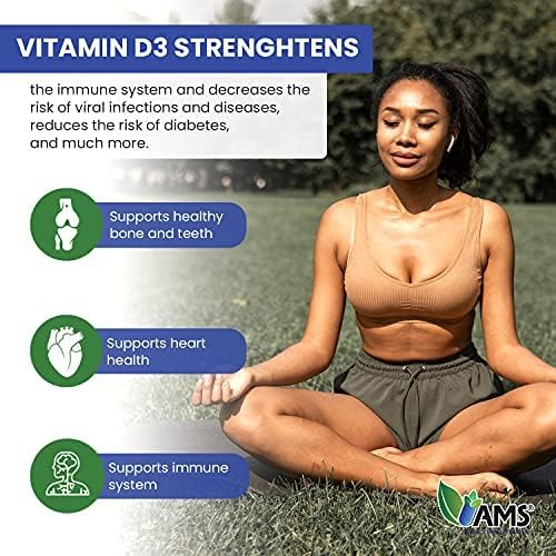 America Medic & Science Xtra D3 Vitamin D 5,000 IU (125 mcg) Cholecalciferol Supplement for Men & Women (60 Easy to Swallow Softgels) Best for Bone, Heart Health, Immune System Support, Lung Function