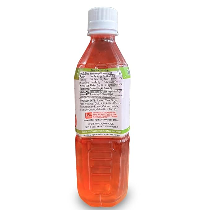 Parrot Aloe Vera Drink with pulp and Pomegranate flavor, Chewable Aloe added, Sweet and Refreshing Jucie Drink 16.9 fl.oz. (Pack of 10)