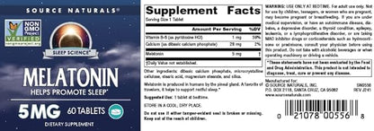 Source Naturals Sleep Science Melatonin, Helps Promote Sleep*, 5 mg - 60 Tablets