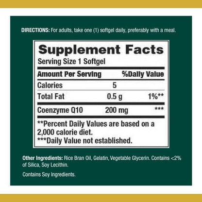 Nature's Bounty Co Q-10 200 mg Rapid Release Softgels Supports Cadiovascular Health 80 Ea (Pack of 4)