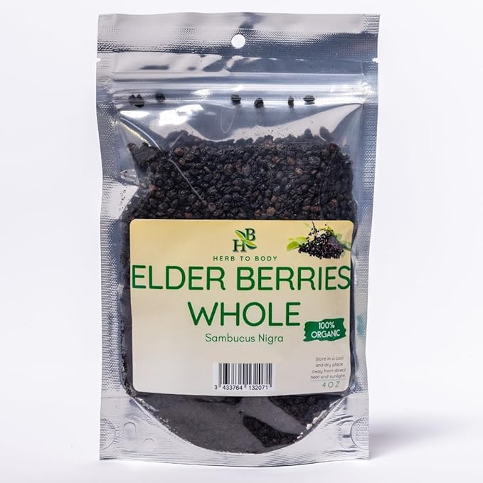 Organic Elderberry Whole - Wildcrafted - 4oz - Packaged with Care - Makes Great Syrup, Teas - Immune System