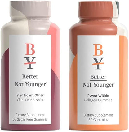 Better Not Younger Power Within Skin & Scalp Collagen Dietary Supplement and Significant Other Hair, Skin, & Nails Dietary Supplement Bundle, Gluten-Free Chewable Gummies