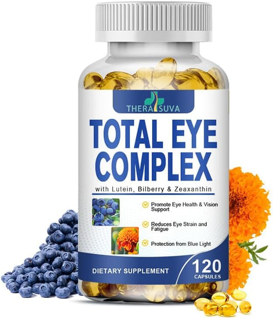 Total Eye Complex - Lutein + Bilberry + Zeaxanthin + Citrus Bioflavonoids - Ultra Vision Support Supplement for Healthy Eyes 120 Softgels, 60 Day Supply