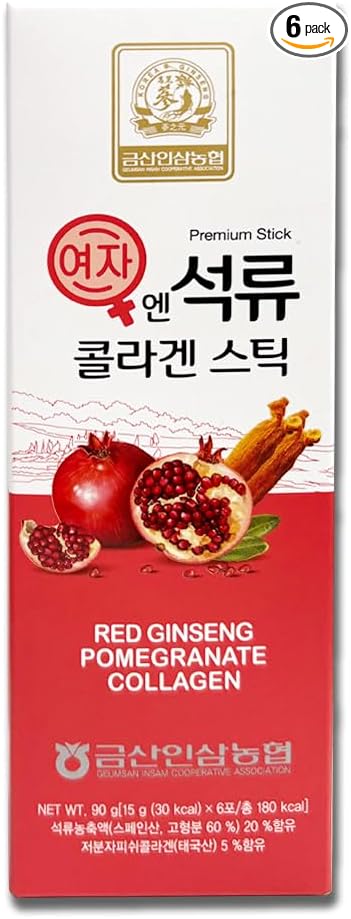 Korean Beauty Baekje Geumsan Women's Pomegranate Collagen Jelly Stick 5.1oz / 6 Count (1 Pack)