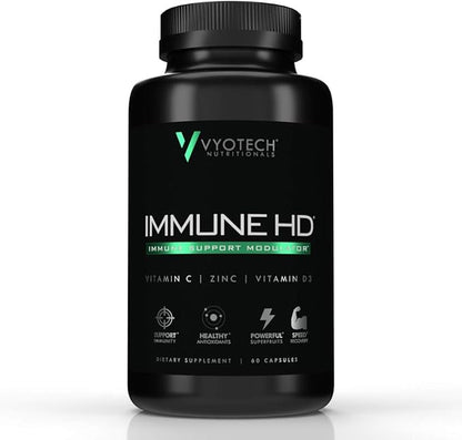 Immune HD Support Supplement | Elderberry, Echinacea, Vitamin C, D3, Zinc, Turmeric & Superfruit Antioxidants | Immune Health & Wellness Formula | 60 Capsules