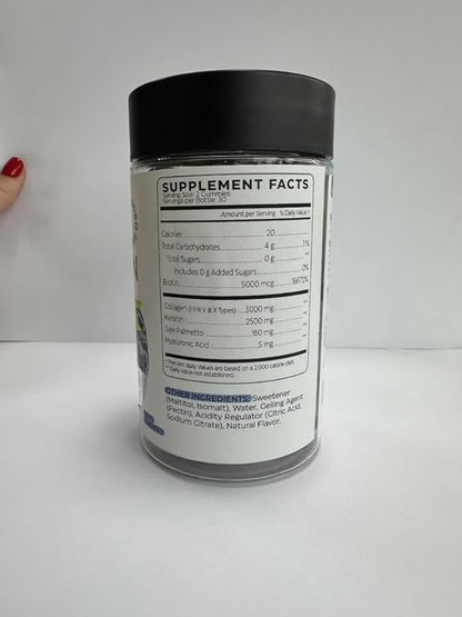 Collagen Peptide Gummies for Women and Men - Collagen Gummy Supplement for Healthy Hair, Skin, Nails and Bones - Hyaluronic Acid, Biotin, Keratin, Saw Palmetto - Sugar Free, No GMO and Gluten