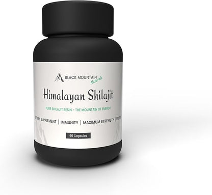 Himalayan Shilajit - 60 Capsules - Premium Quality - Pure Organic - Fulvic & Humic Acid with 85+ Minerals for Immunity, Strength & Energy - 60 Days Supply - 18000 ft