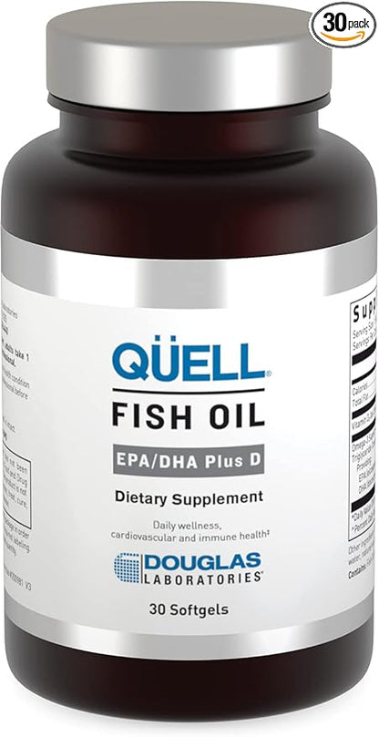 Douglas Laboratories Quell Fish Oil EPA/DHA Plus D | 3:2 Ratio of EPA to DHA Essential Omega 3 Fatty Acids Plus 1,000 I.U. of Vitamin D3* | 30 Softgels