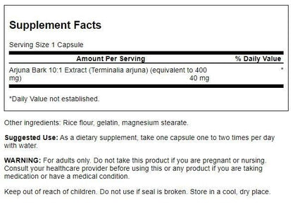 Swanson Full Spectrum Arjuna Bark (10:1) 40 Milligrams 60 Capsules