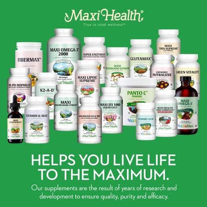 Maxi Health Buffered Vitamin C Powder - High Potency - 800 mg - Immune Health - 4 Ounces - Kosher