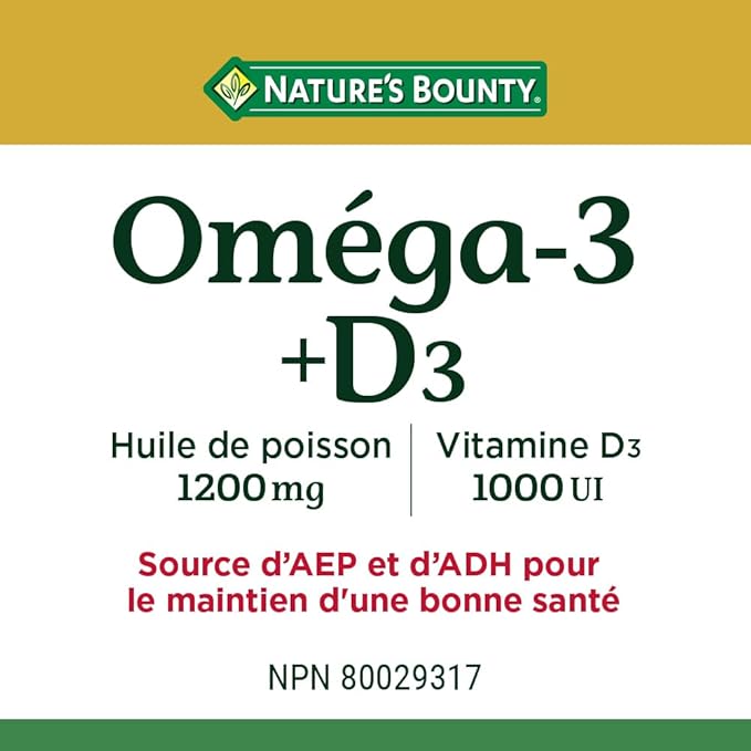 Nature's Bounty Omega-3 + D3 Fish Oil 1200mg / Vitamin D3 1000IU 90 softgels