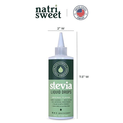 Natrisweet Liquid Stevia Drops, 8oz 2pack, Pure Sweetener from Stevia Extract, Plant-Based Sugar Substitute, Zero Calorie Keto Sweetner, Mix Liquid Sugar into Drinks and Treats, Non-GMO