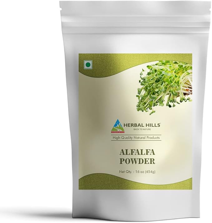 HERBAL HILLS Alfalfa Leaf Powder and Senna Capsules Pack of 2 Combo