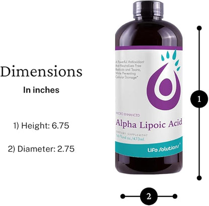 Liquid Alpha Lipoic Acid – 50mg ALA, More Bioavailable Than Capsules & Powder – Fast-Absorbing Antioxidant Supplement – Pharmacist Formulated, Rapid-Sorb Technology – 16 fl. oz.