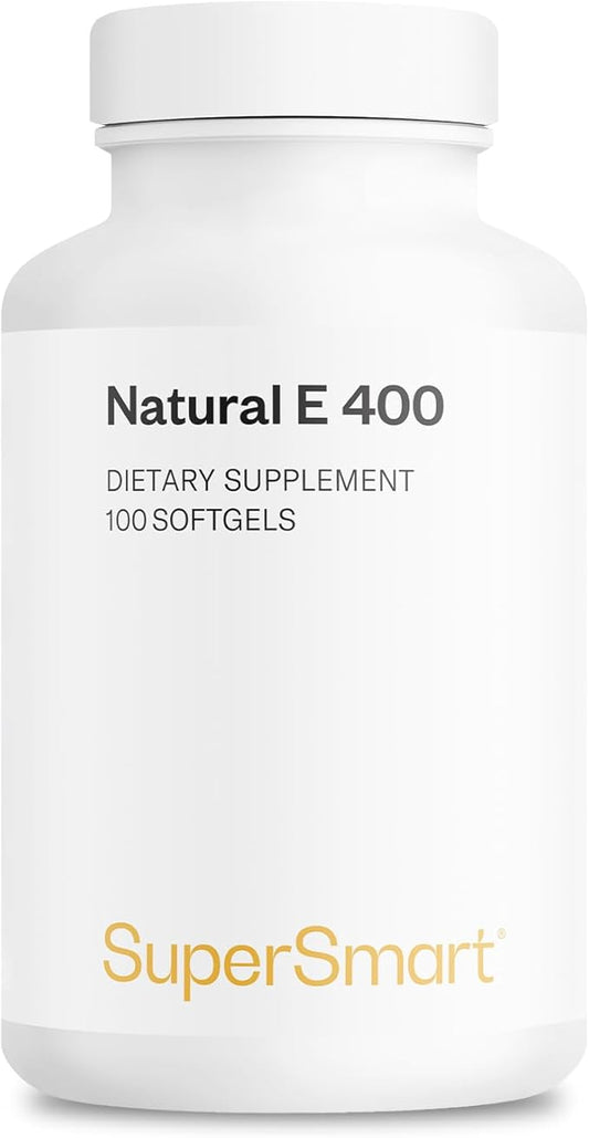 Supersmart - Natural E 400 (D-Alpha Tocopherol) 1200IU per Day - High Absorption Vitamin E Supplement | Non-GMO & Gluten Free - 100 Softgels
