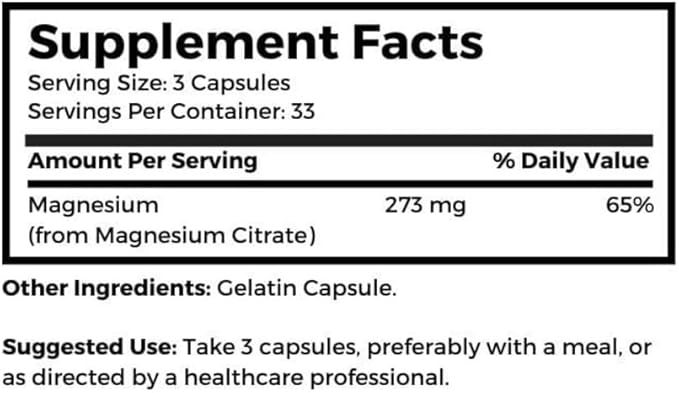 Dr. Clark Store Magnesium Citrate – 91mg, 100 Capsules, Supports Energy Production, Enzyme Function & Nervous System Health